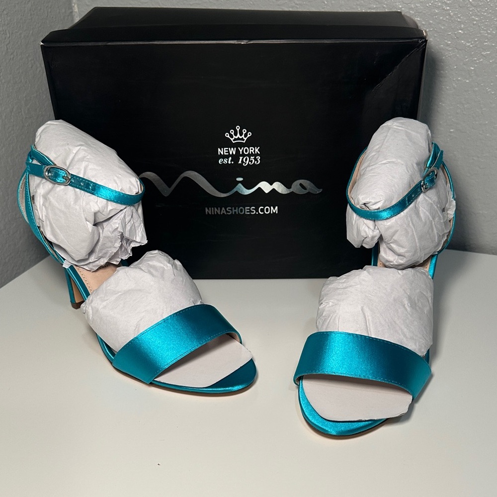Nina Women's Blue Satin Sandals- Venetia
